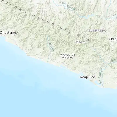 Map showing location of El Ticui (17.216390, -100.444720)