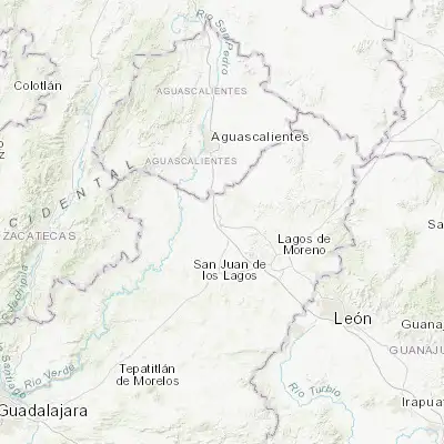 Map showing location of Encarnación de Díaz (21.527050, -102.240130)