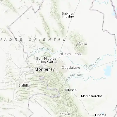 Map showing location of Entronque Laredo-Salinas Victoria (25.855000, -100.247220)