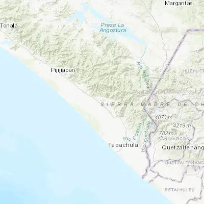 Map showing location of Escuintla (15.319440, -92.658330)