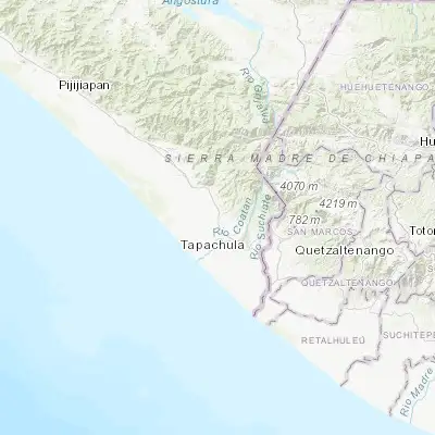 Map showing location of Estación Huehuetán (15.010910, -92.406620)