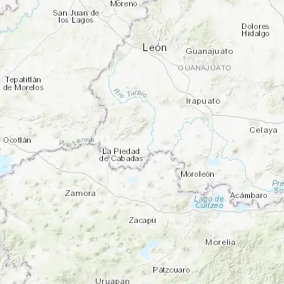 Map showing location of Estación Pénjamo (20.394700, -101.691880)