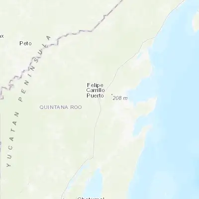 Map showing location of Felipe Carrillo Puerto (19.577500, -88.045290)