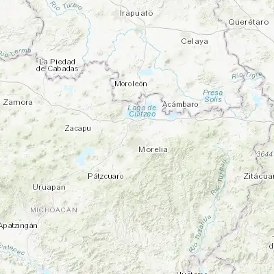 Map showing location of Fraccionamiento Metrópolis II (19.756390, -101.204440)