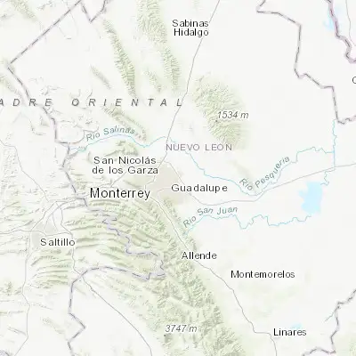 Map showing location of Fraccionamiento Misión de San Javier (25.745560, -100.151940)