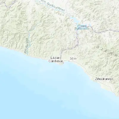 Map showing location of Guacamayas (18.019320, -102.212250)
