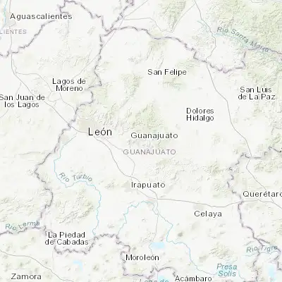 Map showing location of Guanajuato (21.018580, -101.259100)