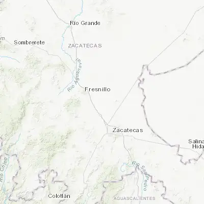 Map showing location of Hacienda Toribio (23.083330, -102.683330)