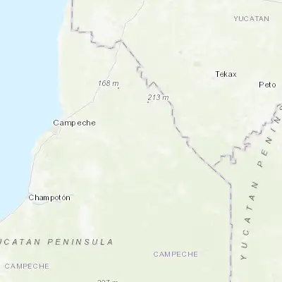 Map showing location of Hopelchén (19.746710, -89.844370)