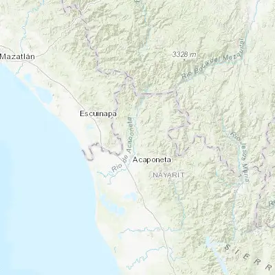 Map showing location of Huajicori (22.636670, -105.319720)