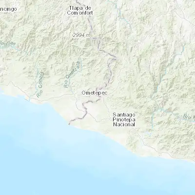 Map showing location of Huajintepec (16.610030, -98.230280)