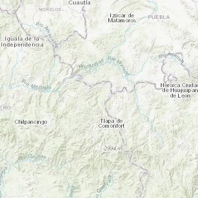 Map showing location of Huamuxtitlán (17.804480, -98.564170)