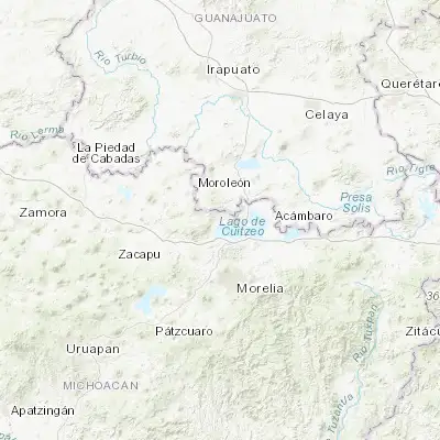 Map showing location of Huandacareo (19.991360, -101.276100)