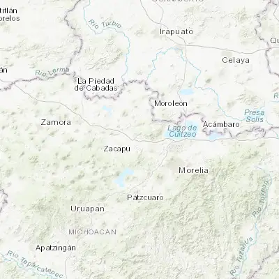 Map showing location of Huaniqueo de Morales (19.896820, -101.504500)