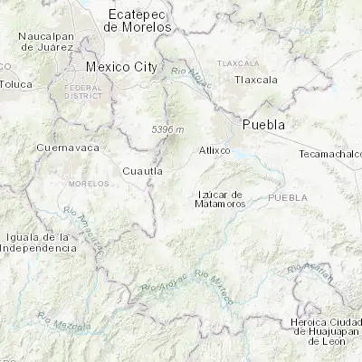 Map showing location of Huaquechula (18.771160, -98.544600)