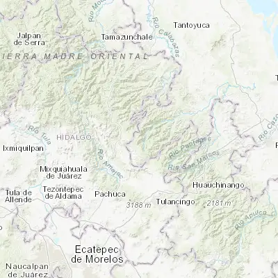 Map showing location of Huayacocotla (20.536710, -98.480800)