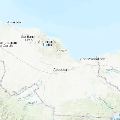 Map showing location of Huazuntlán (18.156670, -94.793060)
