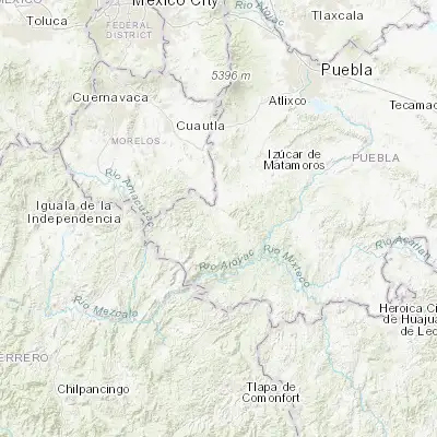 Map showing location of Huehuetlan el Chico (18.373470, -98.690020)