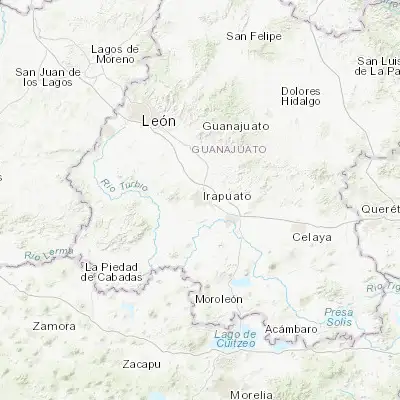Map showing location of Irapuato (20.676750, -101.356280)