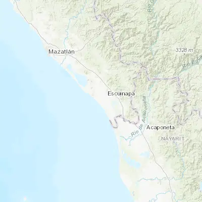 Map showing location of Isla del Bosque (22.733060, -105.845560)