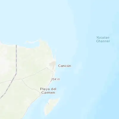 Map showing location of Isla Mujeres (21.231140, -86.731050)
