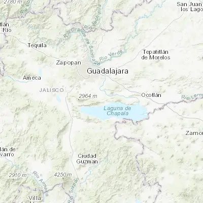 Map showing location of Ixtlahuacán de los Membrillos (20.348600, -103.193360)