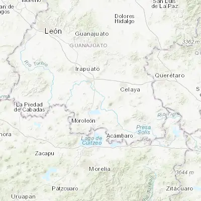 Map showing location of Jaral del Progreso (20.372370, -101.062490)