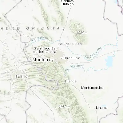 Map showing location of Jardines de la Silla (Jardines) (25.629440, -100.187780)
