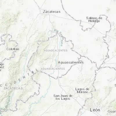 Map showing location of Jesús Gómez Portugal (21.996070, -102.290950)