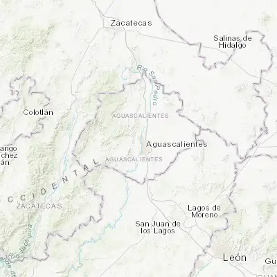 Map showing location of Jesús María (21.961110, -102.343330)