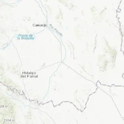 Map showing location of José Mariano Jiménez (27.130760, -104.923910)
