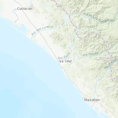 Map showing location of La Cruz (23.921260, -106.892500)