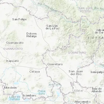 Map showing location of La Gotera (20.863190, -100.375750)