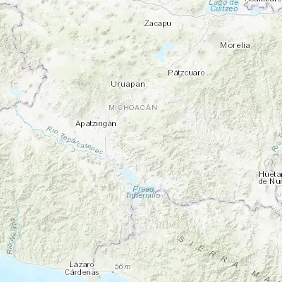 Map showing location of La Huacana (18.963120, -101.807200)