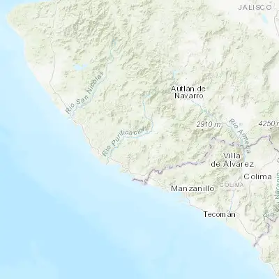 Map showing location of La Huerta (19.484400, -104.643780)