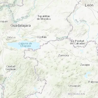 Map showing location of La Luz (20.152340, -102.485280)