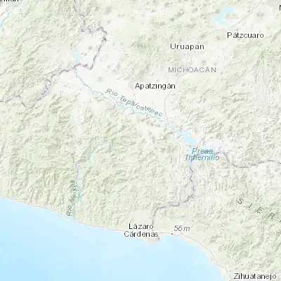 Map showing location of La Mira Tumbiscatio (18.683330, -102.283330)