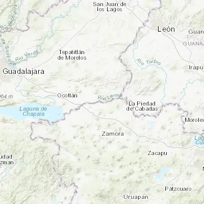 Map showing location of La Ribera (20.349080, -102.282730)