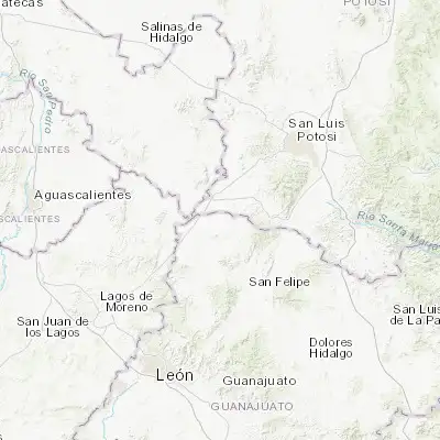 Map showing location of Laguna de Guadalupe (21.800460, -101.356890)