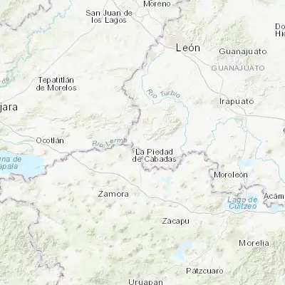 Map showing location of Laguna Larga de Cortés (20.392700, -101.940620)