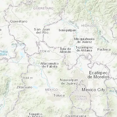 Map showing location of Las Huertas (19.972220, -99.556110)