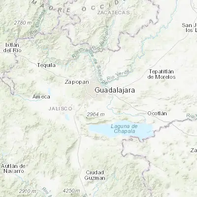 Map showing location of Las Pintitas (20.564440, -103.302220)