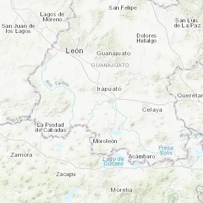 Map showing location of Loma Pelada (20.572220, -101.294170)