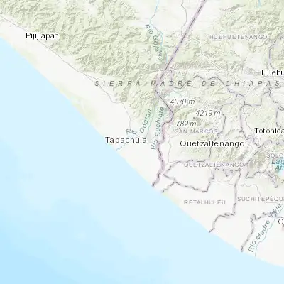 Map showing location of Los Cafetales (14.867450, -92.302000)