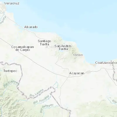 Map showing location of Los Mangos (18.243610, -95.122220)