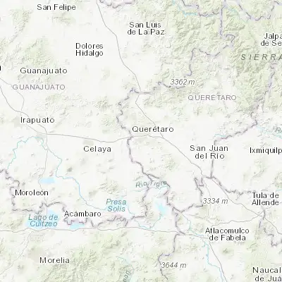 Map showing location of Los Olvera (20.534340, -100.407950)