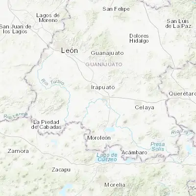 Map showing location of Los Prietos (20.575130, -101.265740)
