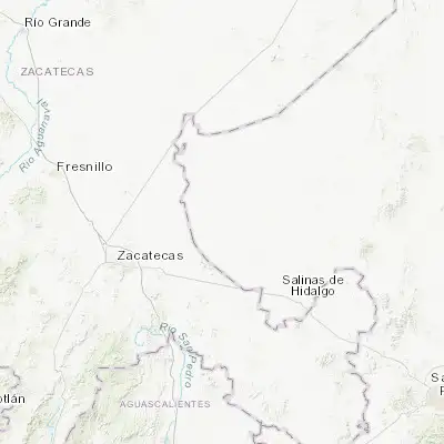 Map showing location of Los Zacatones (22.961390, -102.055560)