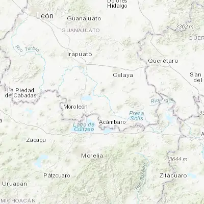 Map showing location of Maravatío del Encinal (20.205130, -100.962110)