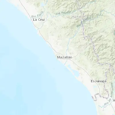 Map showing location of Mazatlán (23.232900, -106.406200)